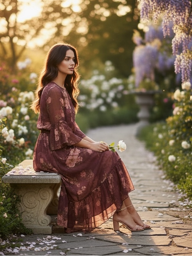 Nwot Johnny Was Jade Winonna 100% Silk Floral Maxi Dress Petite Ps